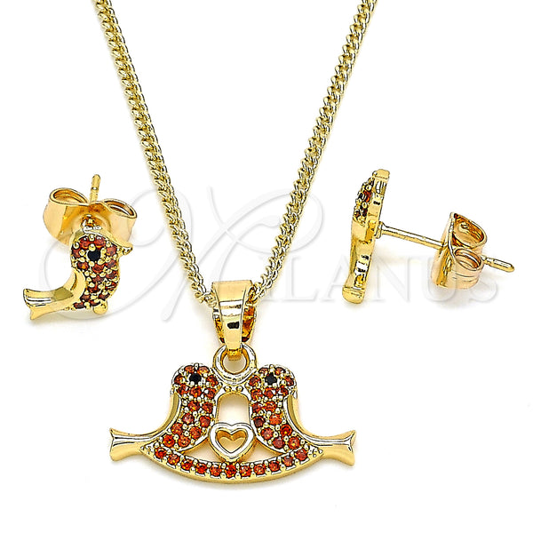 Gold Filled Ring — Earring and Pendant Adult Set Bird and Heart — main product view — SKU 132884 | Oro Laminado anillo — Earring and Pendant Adult Set Bird and corazón — SKU 132884