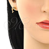 Oro Laminado Earring and Pendant Adult Set, Gold Filled Style Dolphin Design, with Garnet and Black Micro Pave, Polished, Golden Finish, 10.210.0121.1