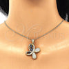 Oro Laminado Pendant Necklace, Gold Filled Style Butterfly and Teardrop Design, with Black Cubic Zirconia and White Micro Pave, Polished, Golden Finish, 04.323.0012.2.20 (02 MM Thickness, 20 Inches Length)