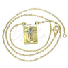 Oro Laminado Pendant Necklace, Gold Filled Style Cross Design, with Multicolor Micro Pave, Polished, Golden Finish, 04.341.0035.18 (02 MM Thickness, 18 Inches Length)