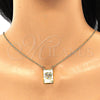 Oro Laminado Pendant Necklace, Gold Filled Style Heart Design, with Multicolor Micro Pave, Polished, Golden Finish, 04.341.0036.18 (02 MM Thickness, 18 Inches Length)