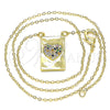 Oro Laminado Pendant Necklace, Gold Filled Style Heart Design, with Multicolor Micro Pave, Polished, Golden Finish, 04.341.0036.18 (02 MM Thickness, 18 Inches Length)