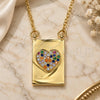 Oro Laminado Pendant Necklace, Gold Filled Style Heart Design, with Multicolor Micro Pave, Polished, Golden Finish, 04.341.0036.18 (02 MM Thickness, 18 Inches Length)