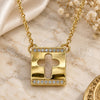 Oro Laminado Pendant Necklace, Gold Filled Style Cross Design, with White Micro Pave, Polished, Golden Finish, 04.341.0038.18 (02 MM Thickness, 18 Inches Length)