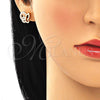 Oro Laminado Stud Earring, Gold Filled Style Butterfly Design, with White Micro Pave, Polished, Golden Finish, 02.94.0126