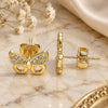Oro Laminado Stud Earring, Gold Filled Style Butterfly Design, with White Micro Pave, Polished, Golden Finish, 02.94.0132