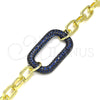 Oro Laminado Fancy Bracelet, Gold Filled Style Paperclip Design, with Sapphire Blue Micro Pave, Polished, Black Rhodium Finish, 03.341.0052.3.07 (06 MM Thickness, 7 Inches Length)
