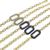 Oro Laminado Fancy Bracelet, Gold Filled Style Paperclip Design, with Sapphire Blue Micro Pave, Polished, Black Rhodium Finish, 03.341.0052.3.07 (06 MM Thickness, 7 Inches Length)