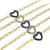 Oro Laminado Fancy Bracelet, Gold Filled Style Paperclip and Heart Design, with Garnet Micro Pave, Polished, Black Rhodium Finish, 03.341.0054.2.07 (06 MM Thickness, 7 Inches Length)