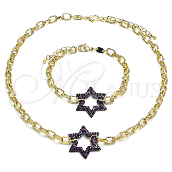 Gold Filled Bracelet — Necklace and Bracelet Judaica and Paperclip Design with — main product view — SKU 132978 | Oro Laminado brazalete — Necklace and Bracelet Judaica and Paperclip diseño with — SKU 132978