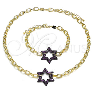 Gold Filled Bracelet — Necklace and Bracelet Judaica and Paperclip Design with — main product view — SKU 132978 | Oro Laminado brazalete — Necklace and Bracelet Judaica and Paperclip diseño with — SKU 132978