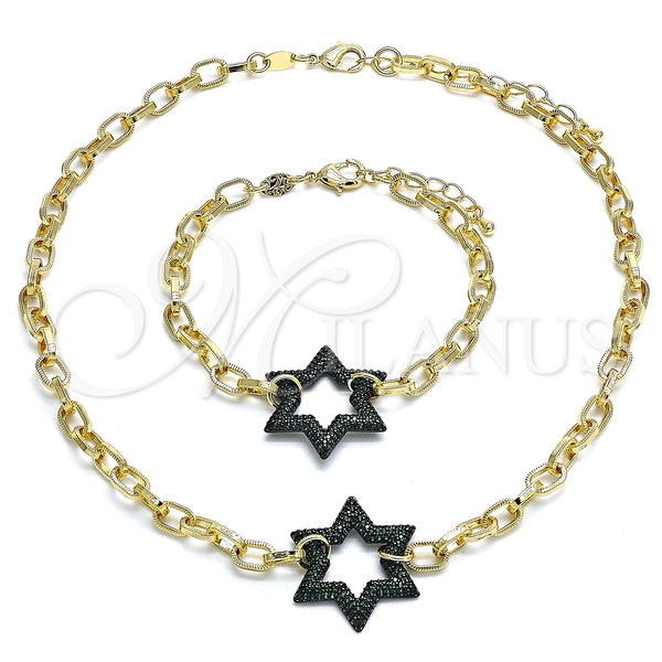 Gold Filled Bracelet — Necklace and Bracelet Judaica and Paperclip Design with — main product view — SKU 132980 | Oro Laminado brazalete — Necklace and Bracelet Judaica and Paperclip diseño with — SKU 132980