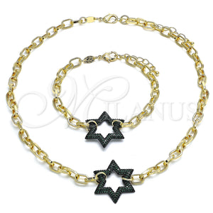 Gold Filled Bracelet — Necklace and Bracelet Judaica and Paperclip Design with — main product view — SKU 132980 | Oro Laminado brazalete — Necklace and Bracelet Judaica and Paperclip diseño with — SKU 132980