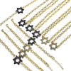 Oro Laminado Necklace and Bracelet, Gold Filled Style Paperclip and Star of David Design, with Green Micro Pave, Polished, Black Rhodium Finish, 06.341.0003.4