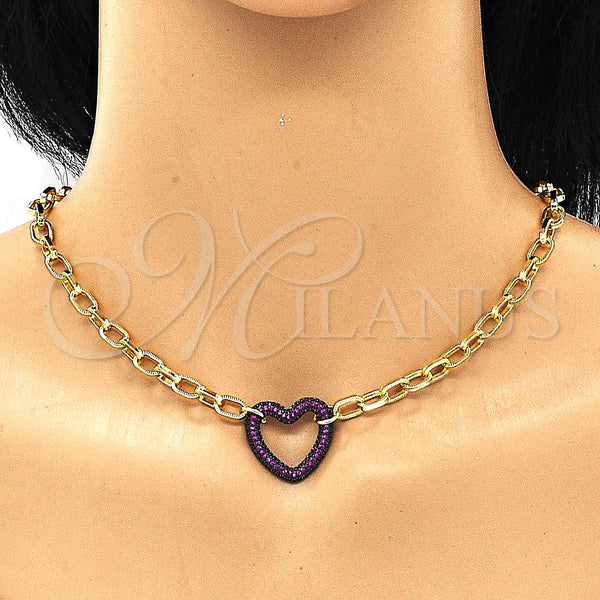 Gold Filled Bracelet — Necklace and Bracelet Paperclip and Heart Design with — alternate product view — SKU 132983 | Oro Laminado brazalete — Necklace and Bracelet Paperclip and corazón diseño with — SKU 132983