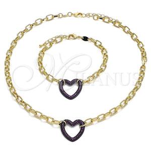 Gold Filled Bracelet — Necklace and Bracelet Paperclip and Heart Design with — main product view — SKU 132983 | Oro Laminado brazalete — Necklace and Bracelet Paperclip and corazón diseño with — SKU 132983