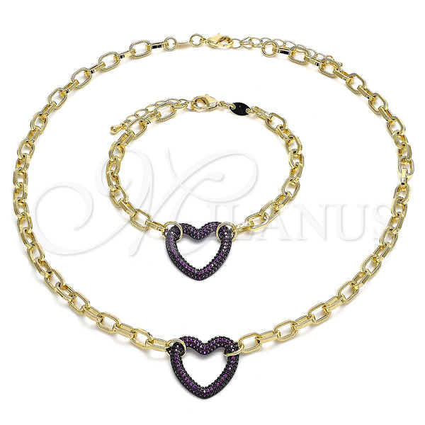 Gold Filled Bracelet — Necklace and Bracelet Paperclip and Heart Design with — main product view — SKU 132983 | Oro Laminado brazalete — Necklace and Bracelet Paperclip and corazón diseño with — SKU 132983