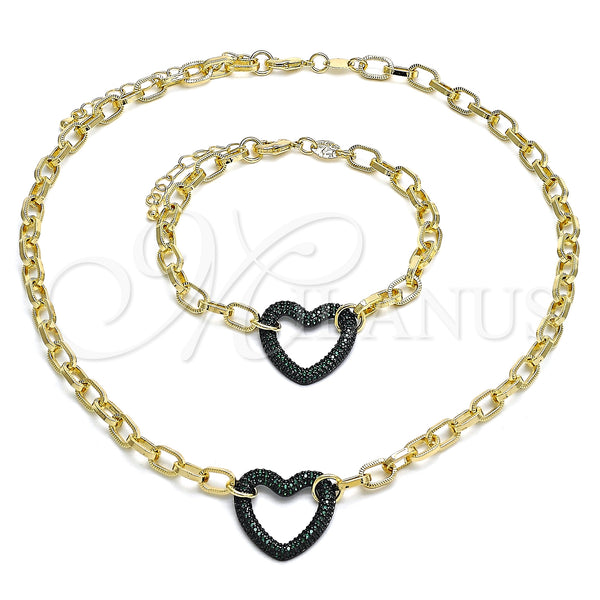 Gold Filled Bracelet — Necklace and Bracelet Paperclip and Heart Design with — main product view — SKU 132985 | Oro Laminado brazalete — Necklace and Bracelet Paperclip and corazón diseño with — SKU 132985