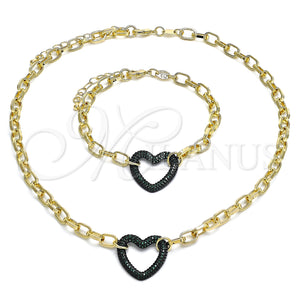 Gold Filled Bracelet — Necklace and Bracelet Paperclip and Heart Design with — main product view — SKU 132985 | Oro Laminado brazalete — Necklace and Bracelet Paperclip and corazón diseño with — SKU 132985
