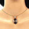 Oro Laminado Pendant Necklace, Gold Filled Style Flower Design, with Black and White Cubic Zirconia, Polished, Golden Finish, 04.346.0013.2.20 (02 MM Thickness, 20 Inches Length)