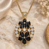 Oro Laminado Pendant Necklace, Gold Filled Style Flower Design, with Black and White Cubic Zirconia, Polished, Golden Finish, 04.346.0013.2.20 (02 MM Thickness, 20 Inches Length)
