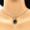 Oro Laminado Pendant Necklace, Gold Filled Style Turtle Design, with Black and White Cubic Zirconia, Polished, Golden Finish, 04.346.0010.2.20 (02 MM Thickness, 20 Inches Length)