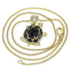 Oro Laminado Pendant Necklace, Gold Filled Style Turtle Design, with Black and White Cubic Zirconia, Polished, Golden Finish, 04.346.0010.2.20 (02 MM Thickness, 20 Inches Length)