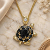 Oro Laminado Pendant Necklace, Gold Filled Style Turtle Design, with Black and White Cubic Zirconia, Polished, Golden Finish, 04.346.0010.2.20 (02 MM Thickness, 20 Inches Length)