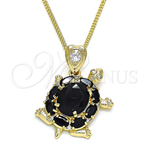 Gold Filled Necklace — Pendant Necklace Turtle Design with Black and White — main product view — SKU 132998 | Oro Laminado collar — Pendant Necklace Turtle diseño with negro and blanco — SKU 132998