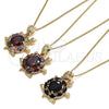 Oro Laminado Pendant Necklace, Gold Filled Style Turtle Design, with Black and White Cubic Zirconia, Polished, Golden Finish, 04.346.0010.2.20 (02 MM Thickness, 20 Inches Length)