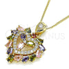 Oro Laminado Pendant Necklace, Gold Filled Style Heart Design, with Multicolor Cubic Zirconia, Polished, Golden Finish, 04.346.0002.2.20 (02 MM Thickness, 20 Inches Length)