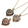 Oro Laminado Pendant Necklace, Gold Filled Style Heart Design, with Multicolor Cubic Zirconia, Polished, Golden Finish, 04.346.0002.2.20 (02 MM Thickness, 20 Inches Length)