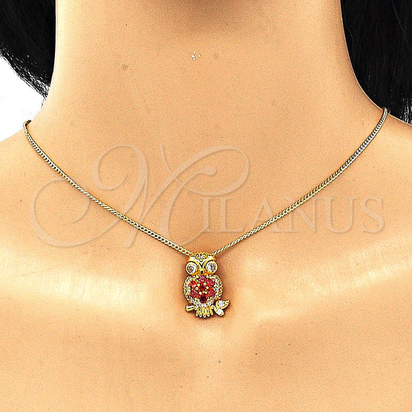 Gold Filled Ring — Earring and Pendant Adult Set Owl Design with — alternate product view — SKU 133011 | Oro Laminado anillo — Earring and Pendant Adult Set Owl diseño with — SKU 133011