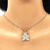 Oro Laminado Pendant Necklace, Gold Filled Style Teddy Bear Design, with White and Garnet Micro Pave, Polished, Golden Finish, 04.156.0198.20 (02 MM Thickness, 20 Inches Length)