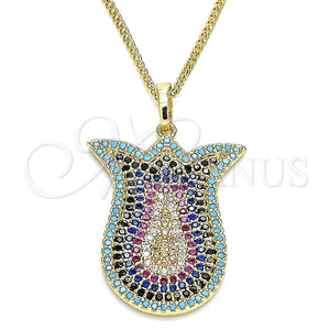 Gold Filled Necklace — Pendant Necklace with Multicolor Micro Pave Polished 04. — main product view — SKU 133025 | Oro Laminado collar — Pendant Necklace with Multicolor Micro Pave pulido 04. — SKU 133025
