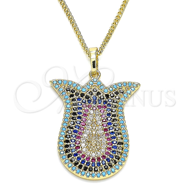 Gold Filled Necklace — Pendant Necklace with Multicolor Micro Pave Polished 04. — main product view — SKU 133025 | Oro Laminado collar — Pendant Necklace with Multicolor Micro Pave pulido 04. — SKU 133025