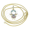 Oro Laminado Pendant Necklace, Gold Filled Style Little Girl Design, with Multicolor Micro Pave, White Enamel Finish, Golden Finish, 04.207.0014.20 (02 MM Thickness, 20 Inches Length)