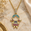 Oro Laminado Pendant Necklace, Gold Filled Style Little Girl Design, with Multicolor Micro Pave, White Enamel Finish, Golden Finish, 04.207.0014.20 (02 MM Thickness, 20 Inches Length)