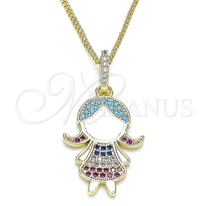 Gold Filled Necklace — Pendant Necklace Little Girl Design with Multicolor Micro — main product view — SKU 133046 | Oro Laminado collar — Pendant Necklace Little Girl diseño with Multicolor Micro — SKU 133046