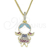 Oro Laminado Pendant Necklace, Gold Filled Style Little Girl Design, with Multicolor Micro Pave, White Enamel Finish, Golden Finish, 04.207.0014.20 (02 MM Thickness, 20 Inches Length)