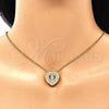 Oro Laminado Pendant Necklace, Gold Filled Style Heart and Little Girl Design, with White Micro Pave, Polished, Golden Finish, 04.207.0015.18 (02 MM Thickness, 18 Inches Length)