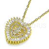 Oro Laminado Pendant Necklace, Gold Filled Style Heart and Little Girl Design, with White Micro Pave, Polished, Golden Finish, 04.207.0015.18 (02 MM Thickness, 18 Inches Length)