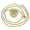 Oro Laminado Pendant Necklace, Gold Filled Style Heart and Little Girl Design, with White Micro Pave, Polished, Golden Finish, 04.207.0015.18 (02 MM Thickness, 18 Inches Length)