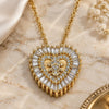 Oro Laminado Pendant Necklace, Gold Filled Style Heart and Little Girl Design, with White Micro Pave, Polished, Golden Finish, 04.207.0015.18 (02 MM Thickness, 18 Inches Length)