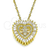 Oro Laminado Pendant Necklace, Gold Filled Style Heart and Little Girl Design, with White Micro Pave, Polished, Golden Finish, 04.207.0015.18 (02 MM Thickness, 18 Inches Length)
