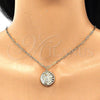Oro Laminado Pendant Necklace, Gold Filled Style Moon and Sun Design, with White Micro Pave, Polished, Golden Finish, 04.60.0017.18 (03 MM Thickness, 18 Inches Length)
