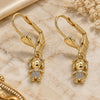 Oro Laminado Dangle Earring, Gold Filled Style Little Girl Design, with White Micro Pave, Polished, Golden Finish, 02.316.0064