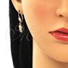 Oro Laminado Dangle Earring, Gold Filled Style Little Girl Design, with Multicolor Micro Pave, Polished, Golden Finish, 02.316.0064.1