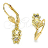 Oro Laminado Dangle Earring, Gold Filled Style Little Girl Design, with Multicolor Micro Pave, Polished, Golden Finish, 02.316.0064.1