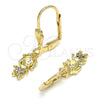 Oro Laminado Dangle Earring, Gold Filled Style Little Girl Design, with Multicolor Micro Pave, Polished, Golden Finish, 02.316.0064.1